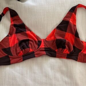 MeUndies Red and Black Plaid Bra Size L